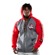 Olympia Grey and Red Full Zip Fleece Hoodie